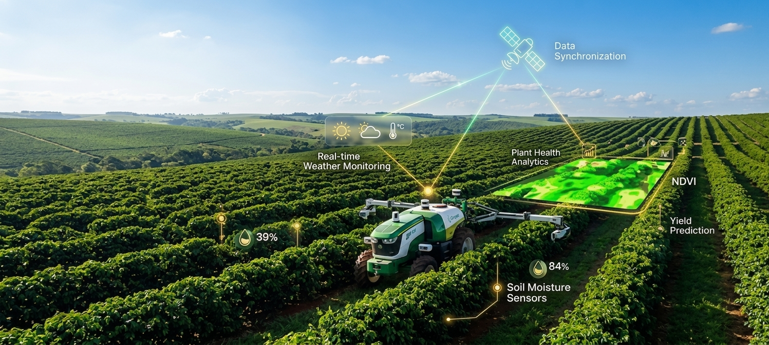 Equipamento autônomo Cropcer em operação na lavoura